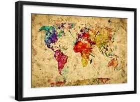 Vintage World Map-Michal Bednarek-Framed Art Print