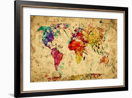 Vintage World Map-Michal Bednarek-Framed Art Print