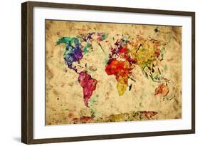 Vintage World Map-Michal Bednarek-Framed Art Print