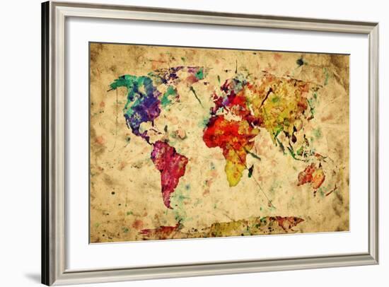 Vintage World Map-Michal Bednarek-Framed Art Print