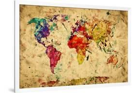 Vintage World Map-Michal Bednarek-Framed Art Print