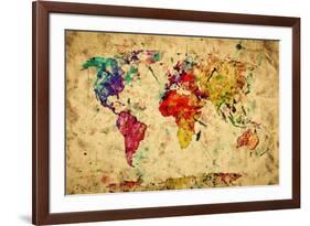 Vintage World Map-Michal Bednarek-Framed Art Print