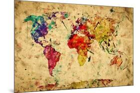 Vintage World Map-Michal Bednarek-Mounted Art Print