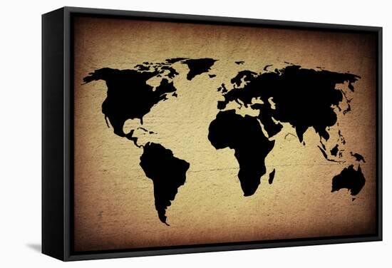 Vintage World Map-ilolab-Framed Stretched Canvas