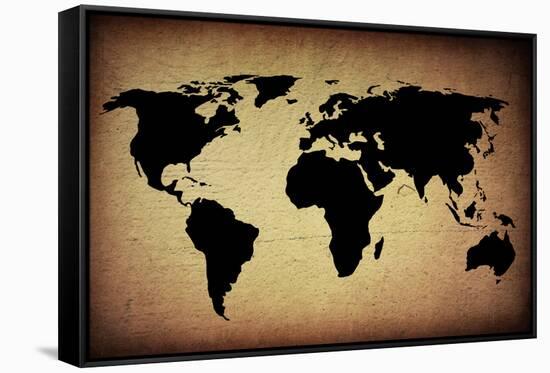 Vintage World Map-ilolab-Framed Stretched Canvas