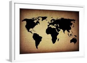 Vintage World Map-ilolab-Framed Art Print