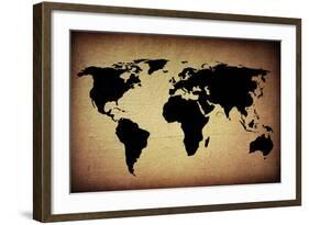 Vintage World Map-ilolab-Framed Art Print