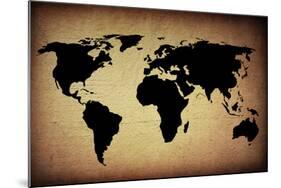 Vintage World Map-ilolab-Mounted Art Print