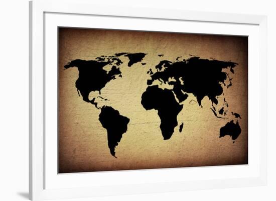 Vintage World Map-ilolab-Framed Art Print