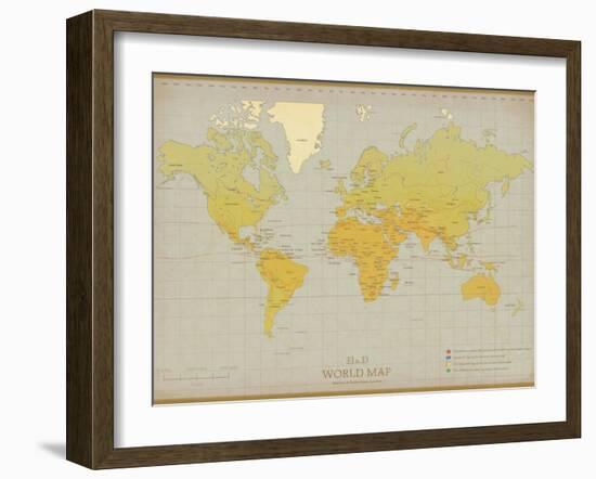 Vintage World Map-The Vintage Collection-Framed Art Print