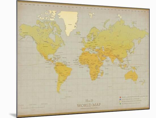 Vintage World Map-The Vintage Collection-Mounted Art Print