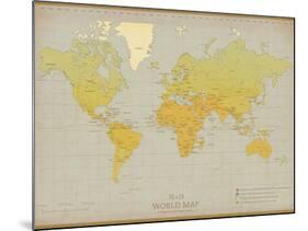 Vintage World Map-The Vintage Collection-Mounted Art Print