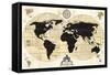 Vintage World Map-Devon Ross-Framed Stretched Canvas