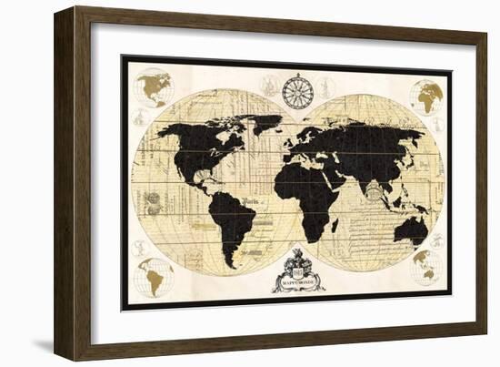 Vintage World Map-Devon Ross-Framed Art Print