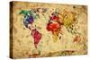 Vintage World Map-Michal Bednarek-Stretched Canvas