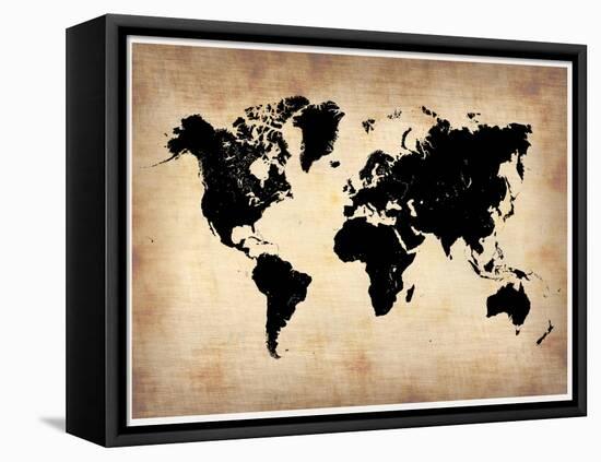 Vintage World Map-NaxArt-Framed Stretched Canvas