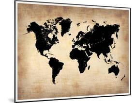 Vintage World Map-NaxArt-Mounted Art Print