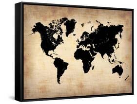 Vintage World Map-NaxArt-Framed Stretched Canvas