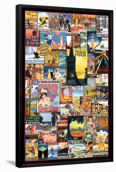 Vintage World Travel Ads Collage-null-Framed Poster