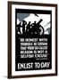 Vintage World War I Poster Featuring Soldiers Operating a Artillery Gun-Stocktrek Images-Framed Art Print