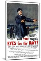 Vintage World War I Propaganda Poster Featuring a Blindfolded Ship Captain-null-Mounted Art Print