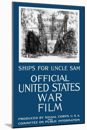 Vintage World War I Propaganda Poster Featuring a Navy Shipyard-null-Mounted Art Print