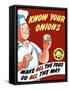 Vintage World War II Poster of a Chef Holding An Onion with a Tear in His Eye-Stocktrek Images-Framed Stretched Canvas