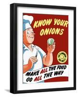 Vintage World War II Poster of a Chef Holding An Onion with a Tear in His Eye-Stocktrek Images-Framed Photographic Print