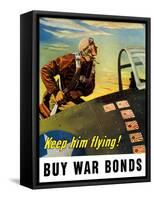 Vintage World War II Poster of a Fighter Pilot Climbing Into His Airplane-Stocktrek Images-Framed Stretched Canvas
