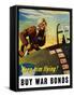 Vintage World War II Poster of a Fighter Pilot Climbing Into His Airplane-Stocktrek Images-Framed Stretched Canvas