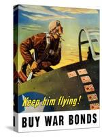 Vintage World War II Poster of a Fighter Pilot Climbing Into His Airplane-Stocktrek Images-Stretched Canvas