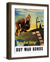 Vintage World War II Poster of a Fighter Pilot Climbing Into His Airplane-Stocktrek Images-Framed Photographic Print