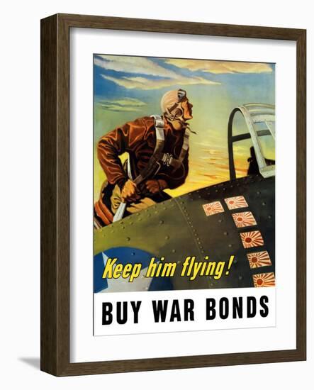 Vintage World War II Poster of a Fighter Pilot Climbing Into His Airplane-Stocktrek Images-Framed Photographic Print