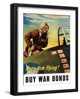 Vintage World War II Poster of a Fighter Pilot Climbing Into His Airplane-Stocktrek Images-Framed Photographic Print