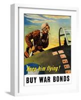 Vintage World War II Poster of a Fighter Pilot Climbing Into His Airplane-Stocktrek Images-Framed Photographic Print