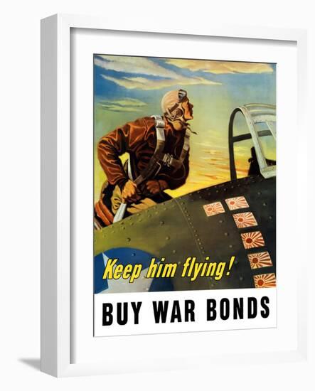 Vintage World War II Poster of a Fighter Pilot Climbing Into His Airplane-Stocktrek Images-Framed Photographic Print