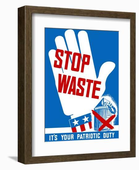 Vintage World War II Poster of a Hand Making a Stop Sign-null-Framed Art Print