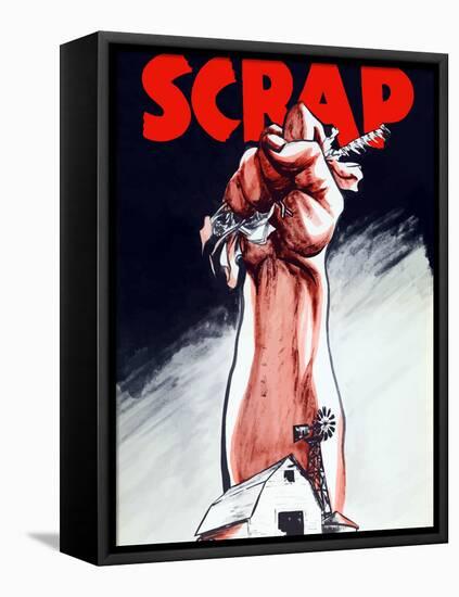 Vintage World War II Poster of An Arm Emerging from a Farm Holding Scrap Metal-Stocktrek Images-Framed Stretched Canvas