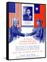 Vintage World War II Poster of Uncle Sam Shaking Hands with a Chinese Soldier-Stocktrek Images-Framed Stretched Canvas