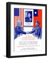 Vintage World War II Poster of Uncle Sam Shaking Hands with a Chinese Soldier-Stocktrek Images-Framed Photographic Print