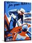 Vintage World War II Poster Showing Two Sailors Building a Ship-Stocktrek Images-Stretched Canvas