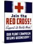 Vintage World War II Propaganda Poster Featuring a Red Cross-null-Stretched Canvas