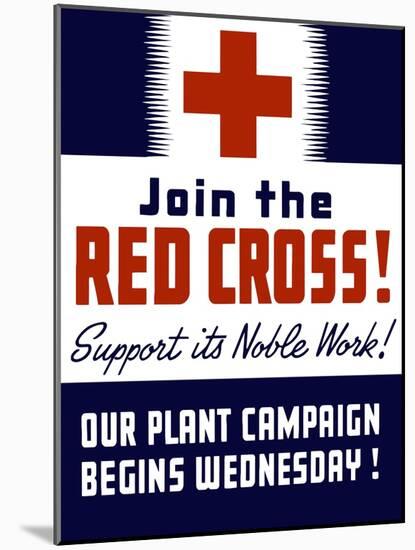 Vintage World War II Propaganda Poster Featuring a Red Cross-null-Mounted Art Print