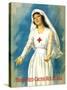 Vintage World War One Poster of a Red Cross Nurse Holding Open Her Arms-Stocktrek Images-Stretched Canvas