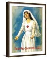 Vintage World War One Poster of a Red Cross Nurse Holding Open Her Arms-Stocktrek Images-Framed Premium Photographic Print