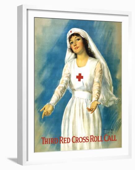 Vintage World War One Poster of a Red Cross Nurse Holding Open Her Arms-Stocktrek Images-Framed Premium Photographic Print