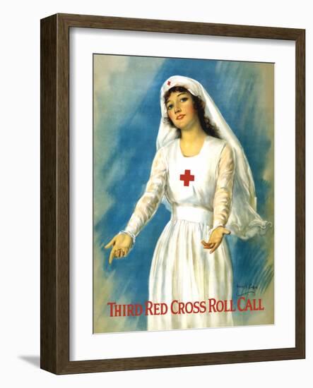 Vintage World War One Poster of a Red Cross Nurse Holding Open Her Arms-Stocktrek Images-Framed Photographic Print