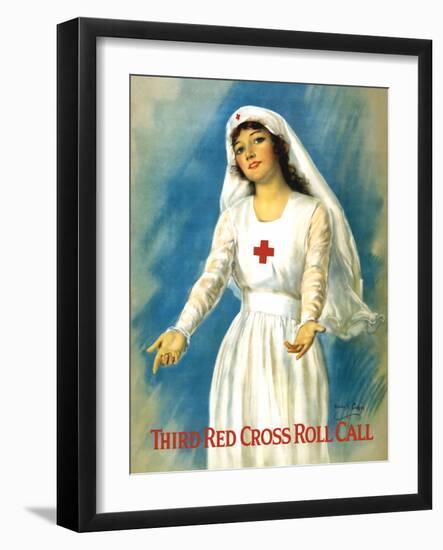 Vintage World War One Poster of a Red Cross Nurse Holding Open Her Arms-Stocktrek Images-Framed Photographic Print