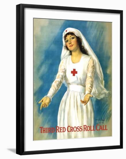 Vintage World War One Poster of a Red Cross Nurse Holding Open Her Arms-Stocktrek Images-Framed Photographic Print