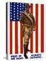 Vintage World War One Poster of a US Marine Holding His Sidearm-Stocktrek Images-Stretched Canvas